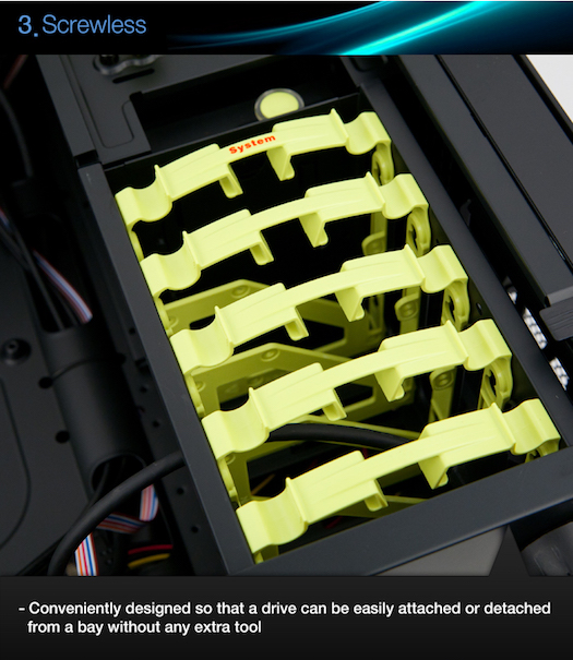 NoFan CS-80 drive bay trays are NOT screwless