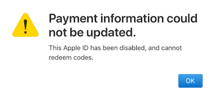 your account has been disabled in the app store and itunes