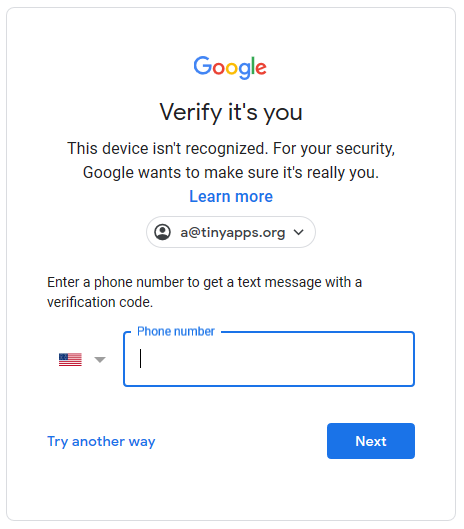 G Suite Asks User For Phone Number When Signing In