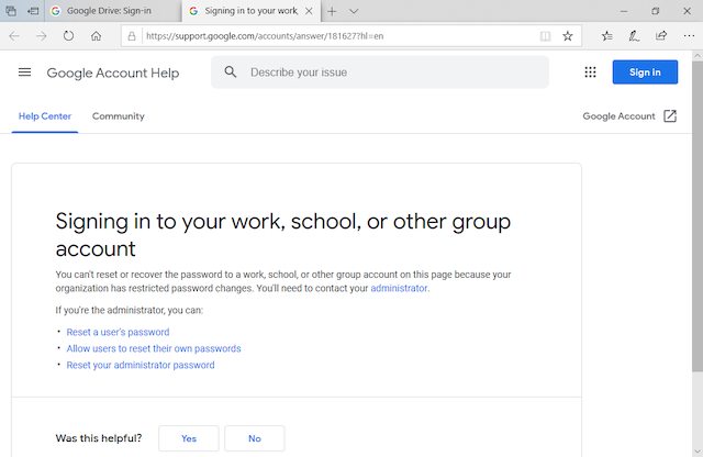 Signing in to your work, school, or other group account