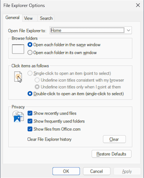 File Explorer Options