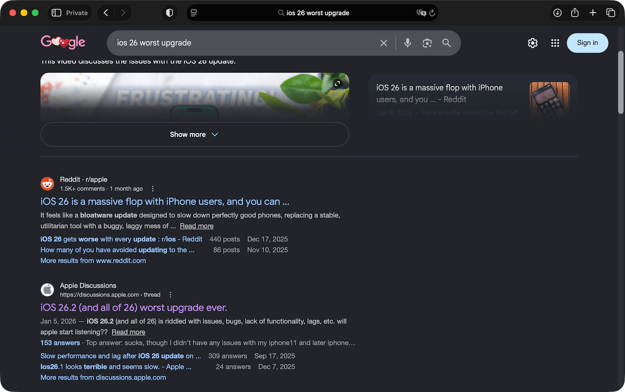 iOS 26.2 (and all of 26) worst upgrade ever
