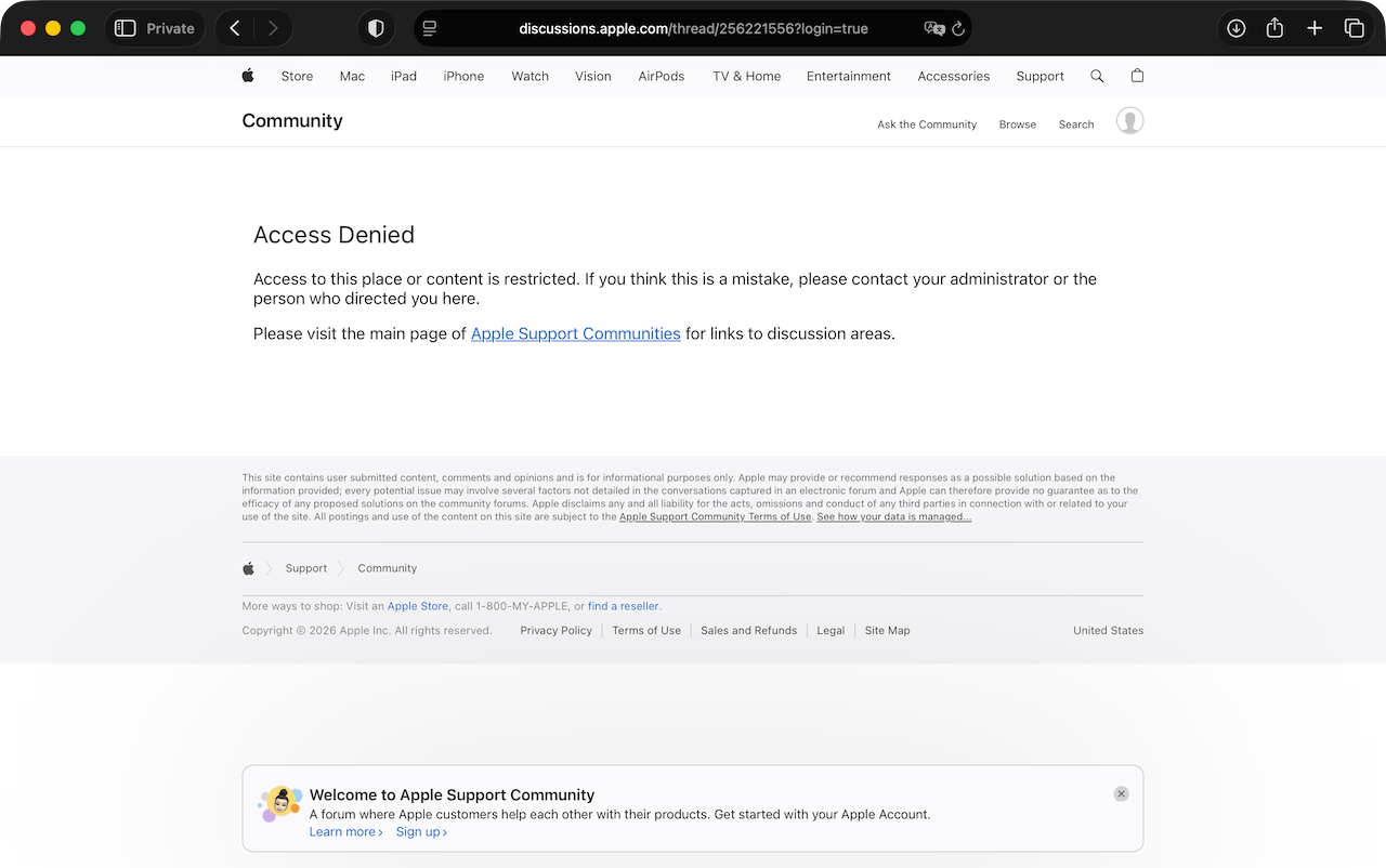 Apple Community - Access Denied