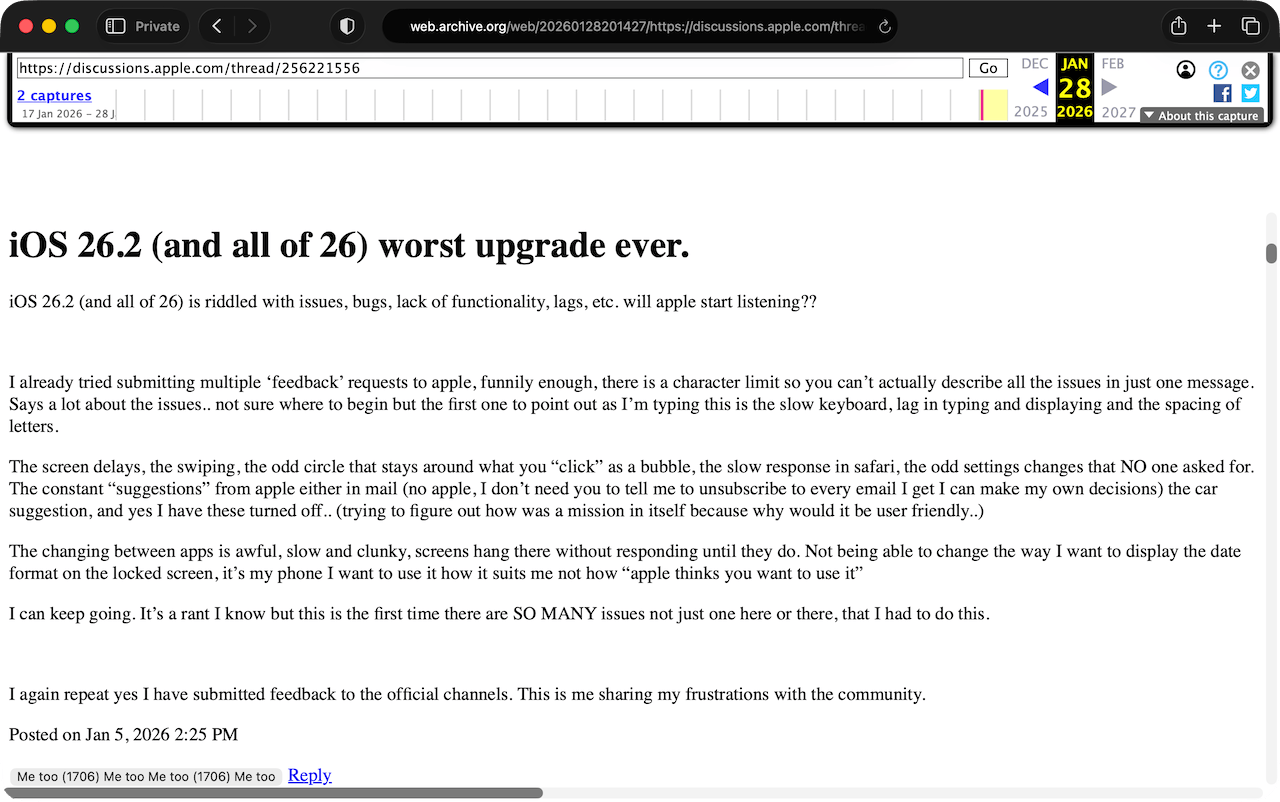 iOS 26.2 (and all of 26) worst upgrade ever