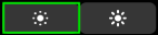 Dim display brightness icon highlighted in green