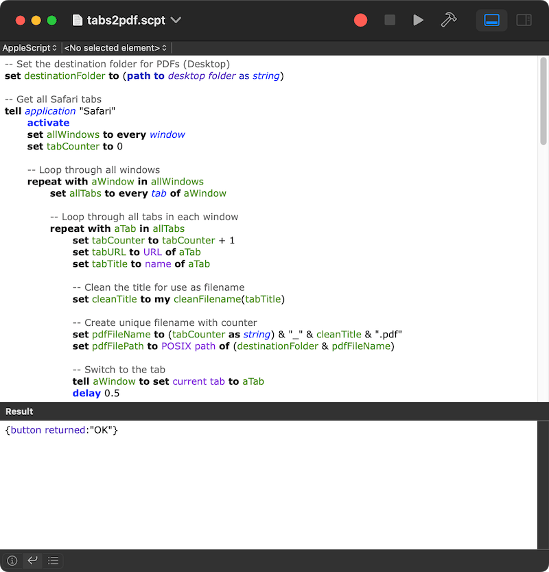 Script Editor's "dark mode" in Sequoia